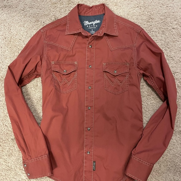Wrangler Sunset Retro Premium Men's Retro Premium Western Snap Solid Shirt - Picture 5 of 7